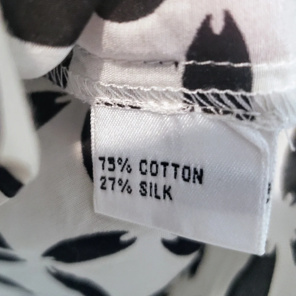 Talbots  Silk Cotton Vintage Button Down Shirt Black & White Print Size 10